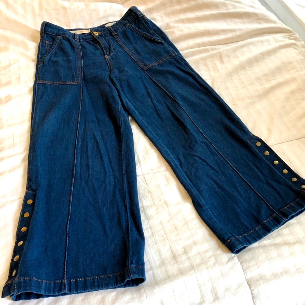 Anthropologie wide leg cropped jeans